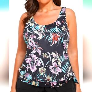 NWT Women Plus Size Tankini Top Printed Swimwear (No Bottom)